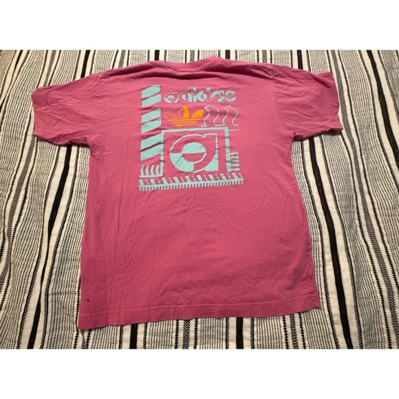 Adidas Graphic Tee Pink Trefoil Logo Short Sleeve Women's Small - Picture 6 of 8